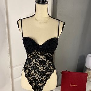 Vintage Victoria Secret black sheer
lace bodysuit size 34 C